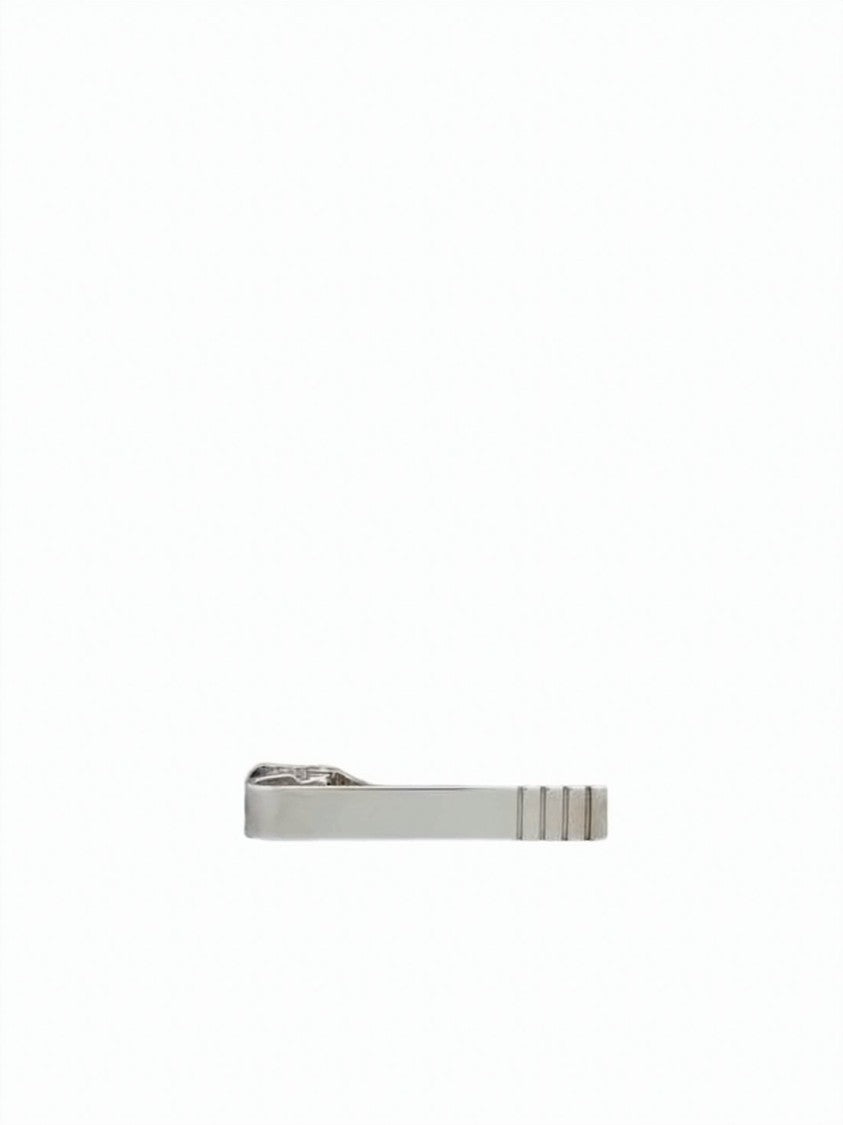Thom Browne Minimalist Silver Tie Clip With Subtle Ridge Detail