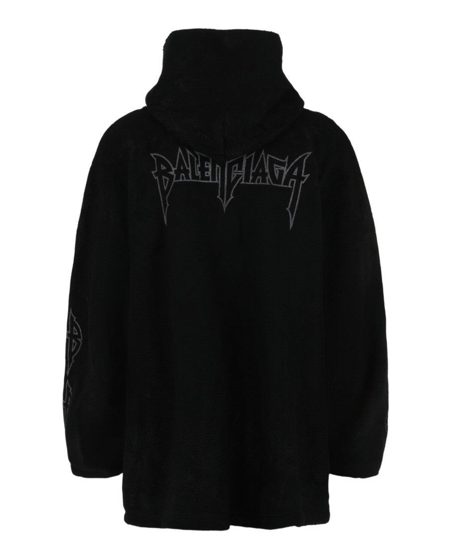 Balenciaga Oversized Fleece Hoodie With Vintage Eiffel Tower Graphic