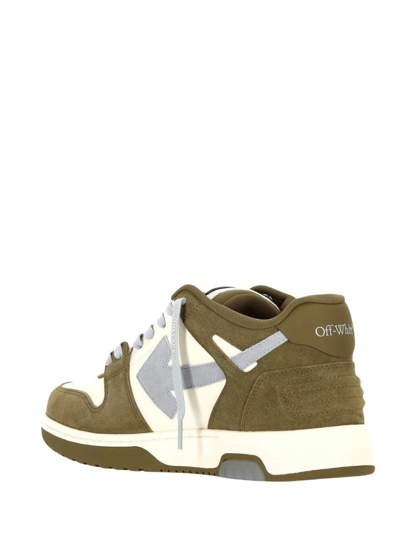 Off-White Mud Green Out Of Office Suede Low-Top Sneakers