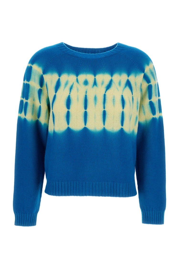Suzusan Cropped Cashmere Pullover With Shibori Tie-Dye Pattern