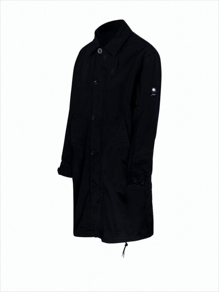 C.P. Company Button-Up Minimalist Coat With Adjustable Cuffs And Drawstring Hem