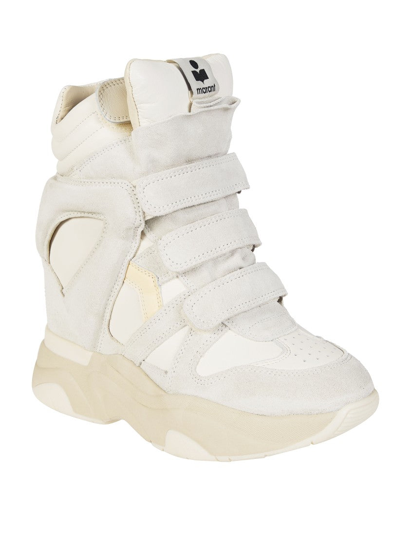 Isabel Marant White Balskee-Gz Layered Leather High-Top Sneakers