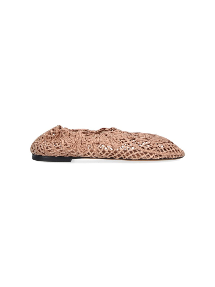 Odissi Neutral Pointed Toe Woven Lattice Flats