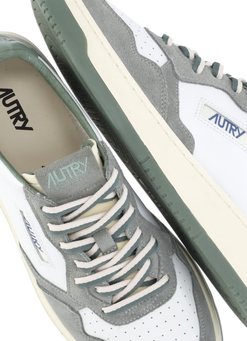 Autry White Medalist Low Leather-Blend Sneakers