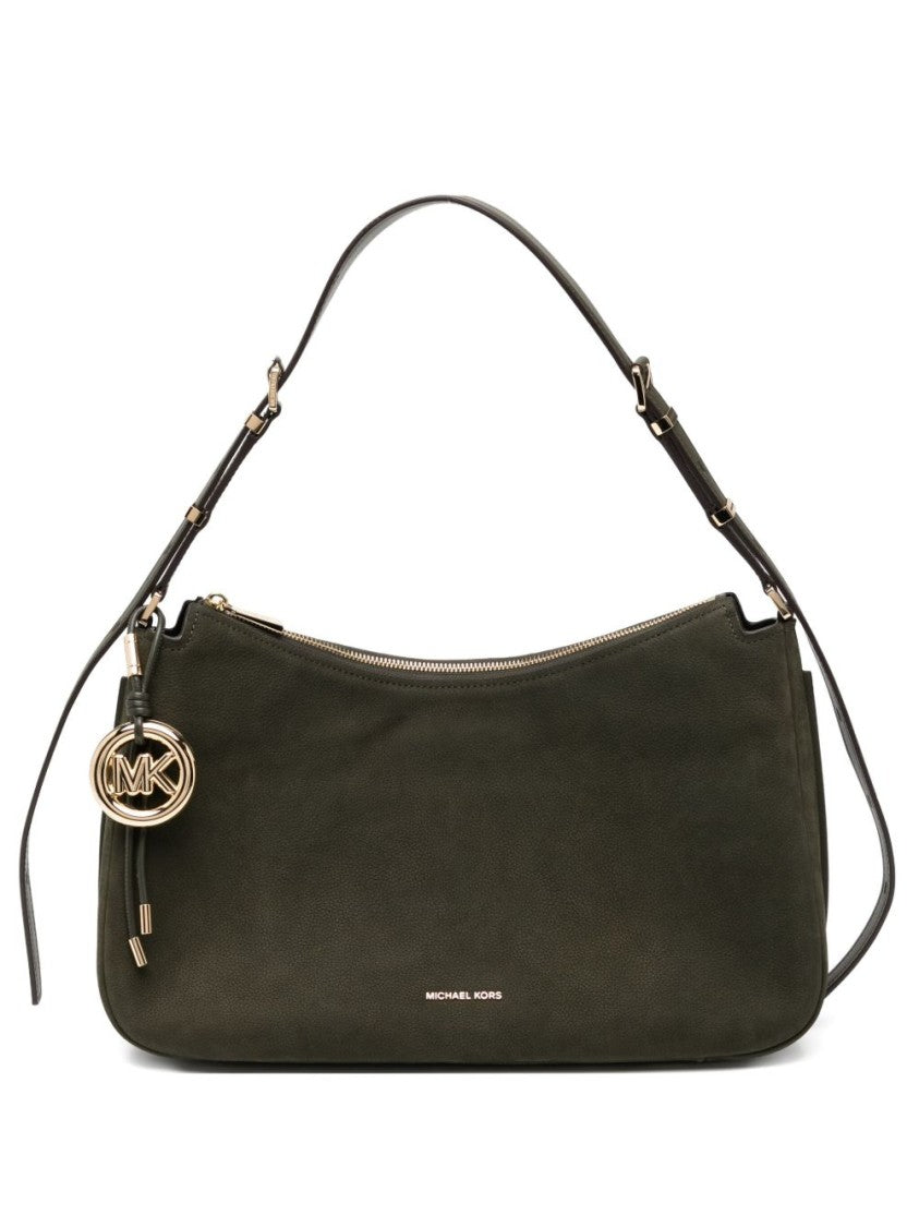 Michael Kors Soft Calfskin Shoulder Bag In Deep Green