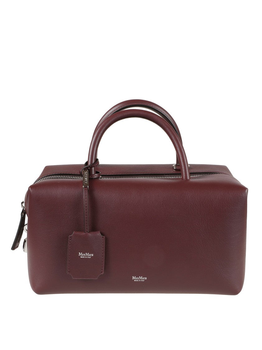 Max Mara Structured Burgundy Handbag With Smooth Leather Finish