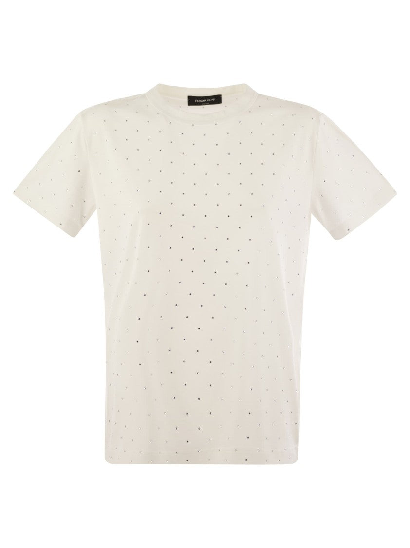 Fabiana Filippi Jersey T-Shirt With All Over Embroidery