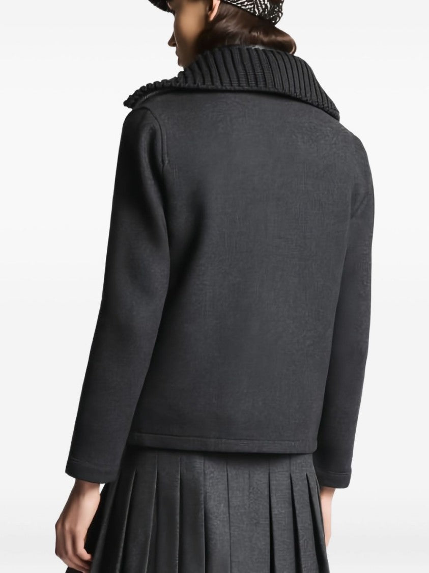 Fay Structured Casual Jacket With Ribbed Knit Collar