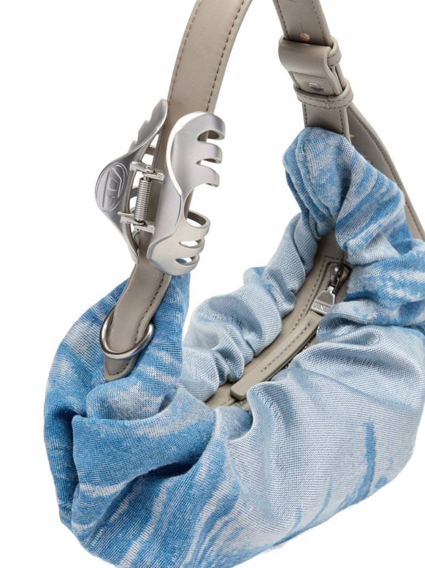 Diesel Ruched Silk And Nylon Leather Bag