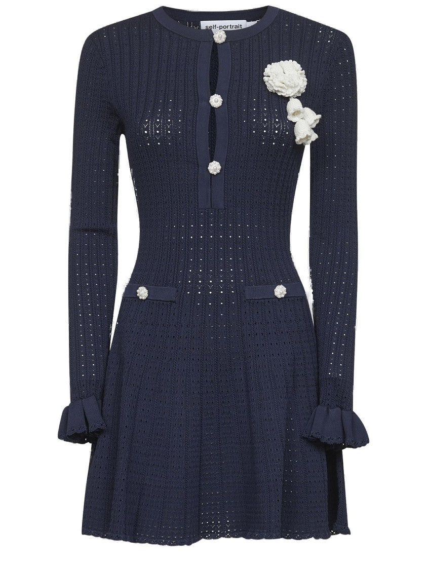 Self-Portrait Stretch Viscose Blend Short Dress