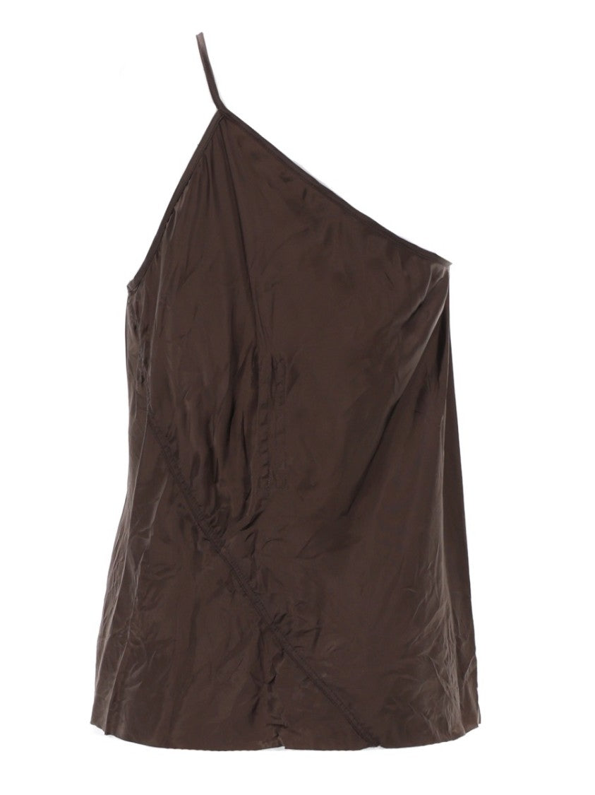 Rick Owens Sleeveless Asymmetrical Crinkled Cupro Top