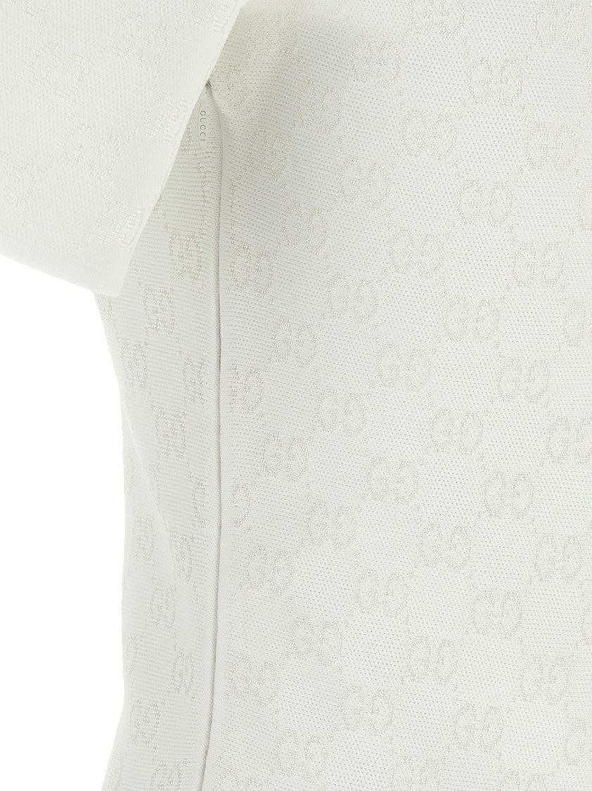 Gucci Viscose Jacquard Mini Dress With Deep Round Neckline