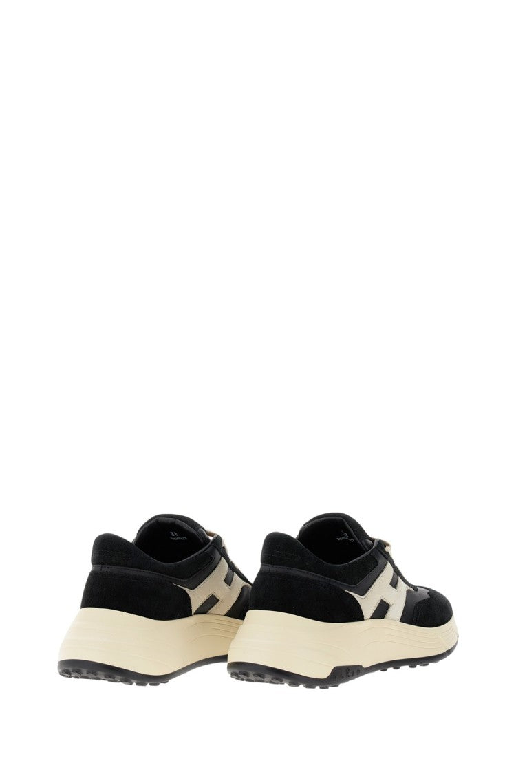 Hogan Leather And Fabric Sneaker With Anti-Slip Sole And H Detail