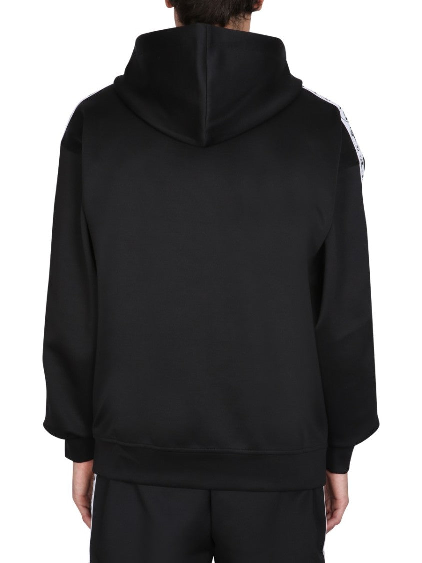 Moschino Full-Zip Black Sweatshirt With Logo Accents