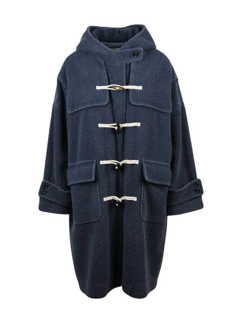 Circolo 1901 Navy Blue Virgin Wool-Blend Montgomery Coat
