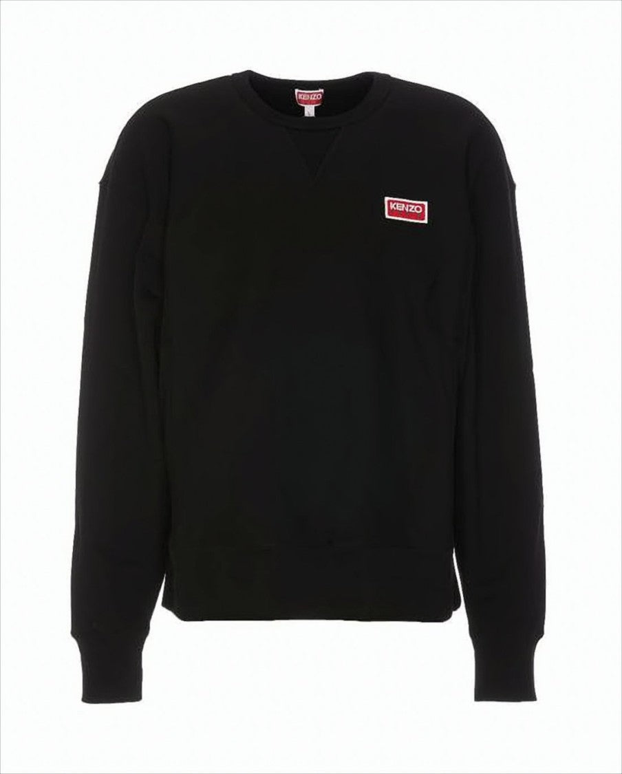Kenzo Long-Sleeve Black Cotton Jersey Top With Logo Accents