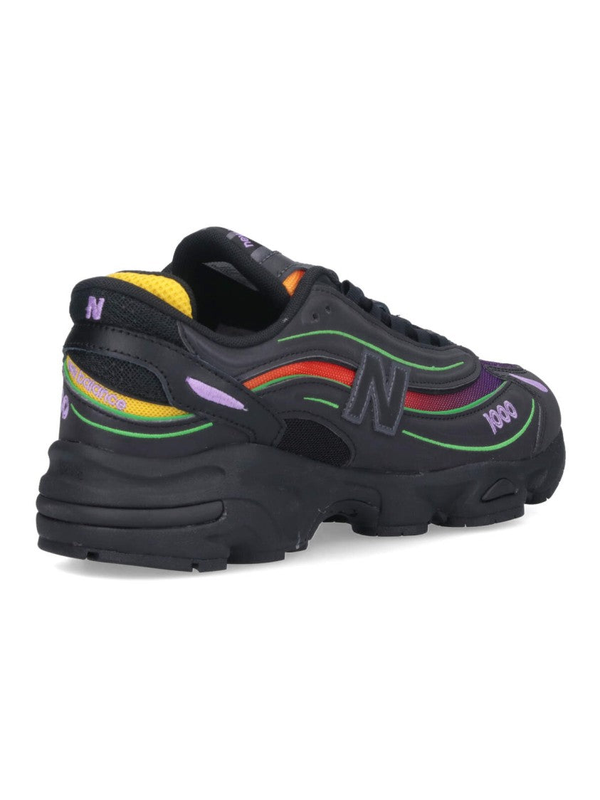 New Balance Black Mesh Sneakers With Multicolor Details