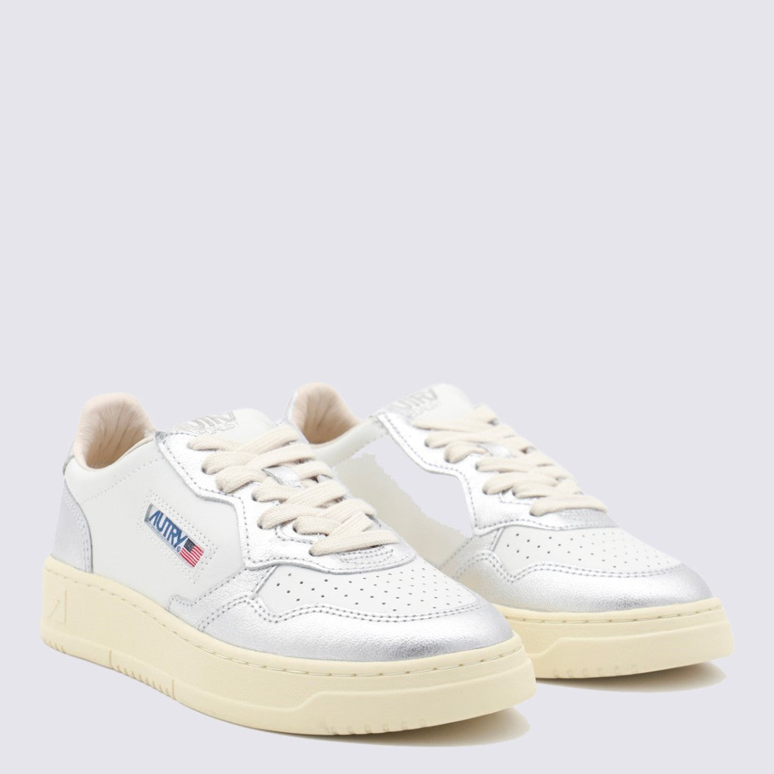 Autry White Leather Panelled Design Sneakers