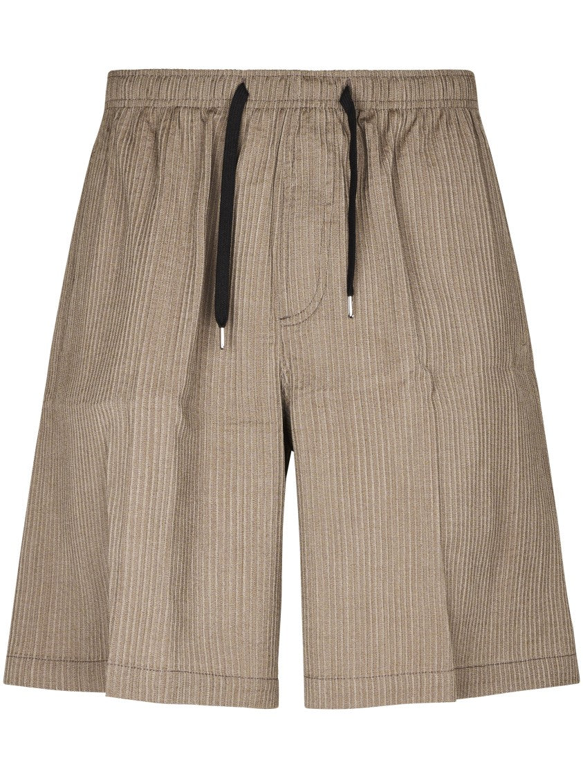Cellar Door Relaxed-Fit Dove Grey Shorts With Vertical Pinstripe