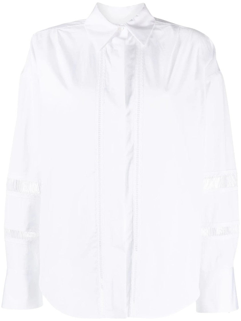 Lorena Antoniazzi White Crisp Concealed Placket Cotton Long-Sleeve Shirt