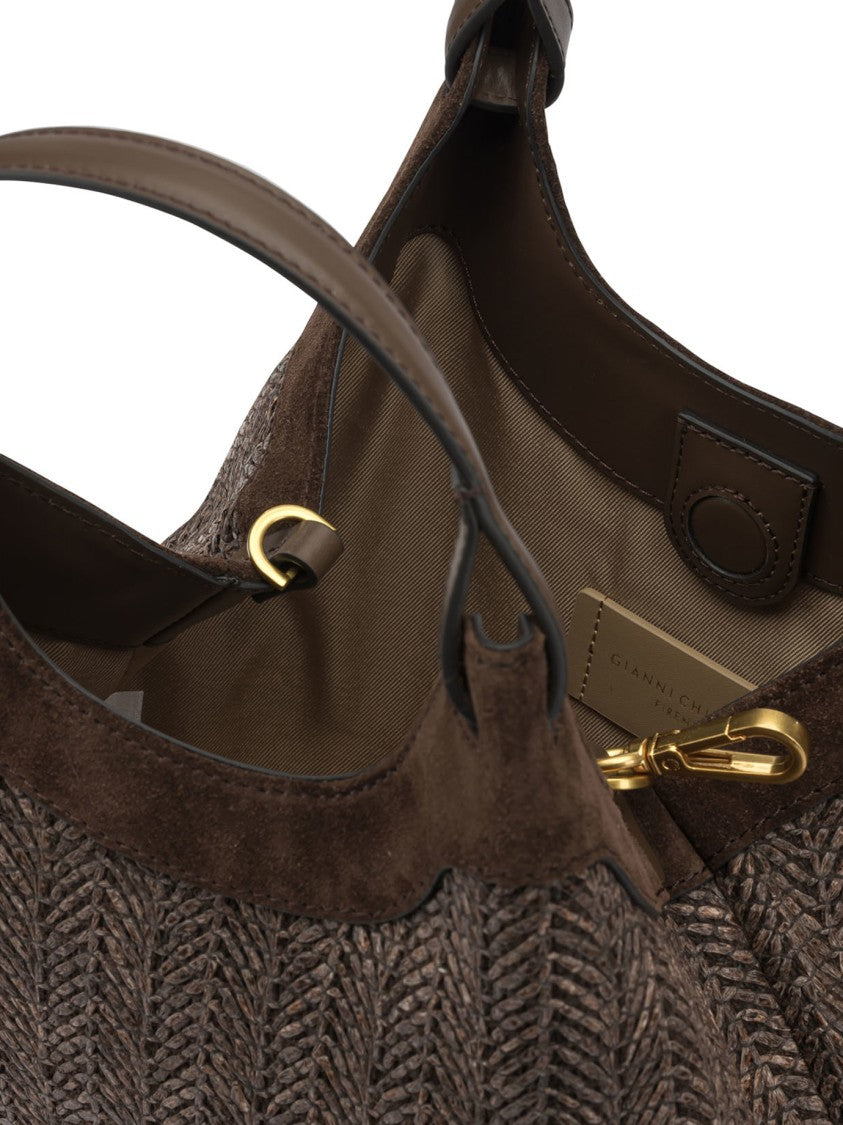 Gianni Chiarini Spacious Textured Shoulder Bag With Suede Accents