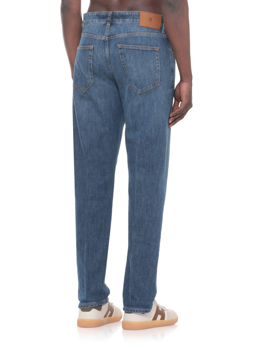 Pt Torino Blue Cotton Straight-Leg Jeans
