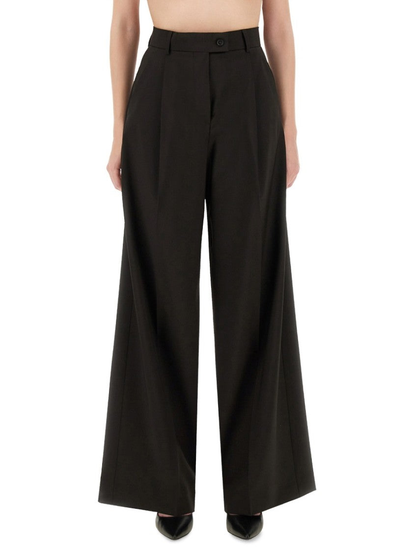 Sportmax Wide Leg Pants With High Waist And Front Pleats