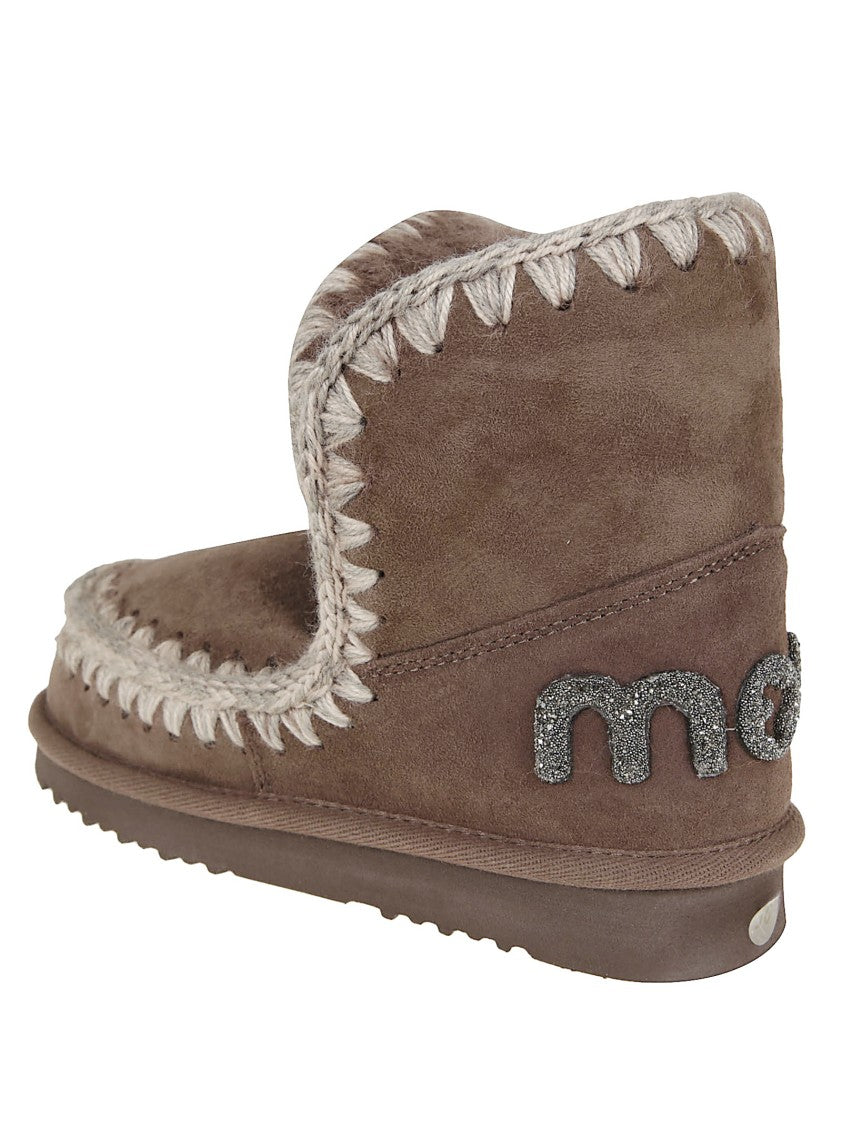 Mou Glitter Logo Eskimo Boots With Sheepskin