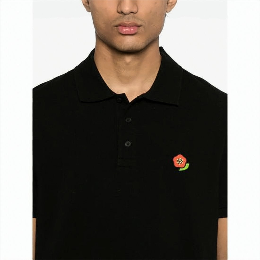 Kenzo Short-Sleeve Polo Shirt With Embroidered Flower Detail