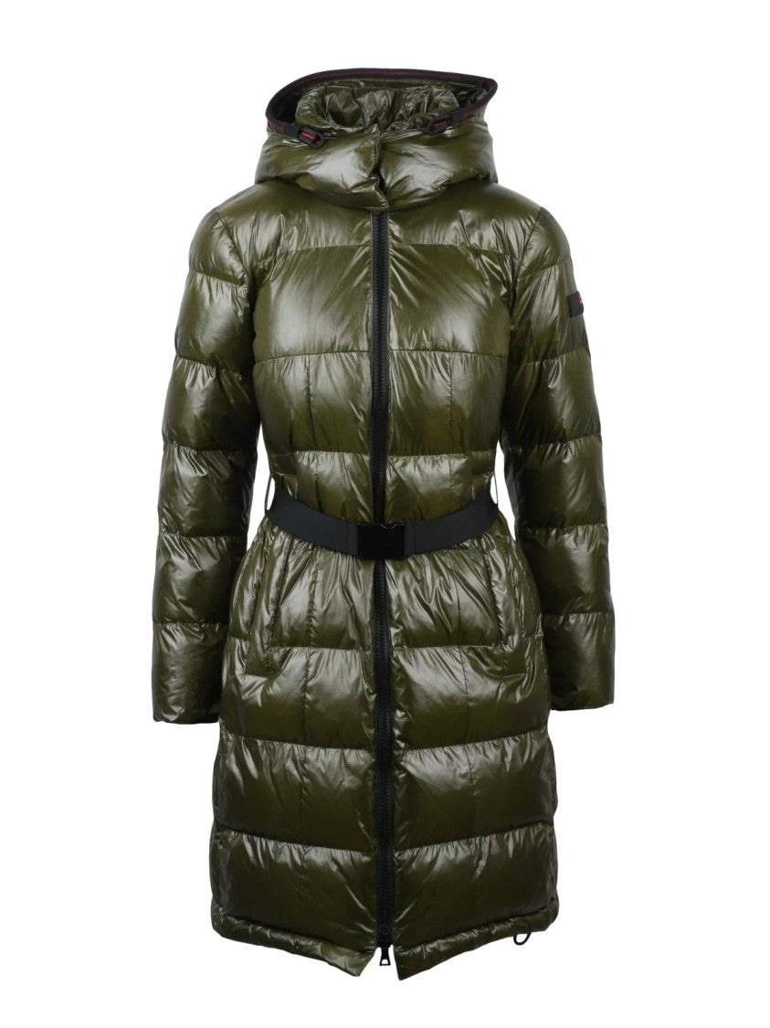 Peuterey Green Ladal Hooded Belted Down Jacket