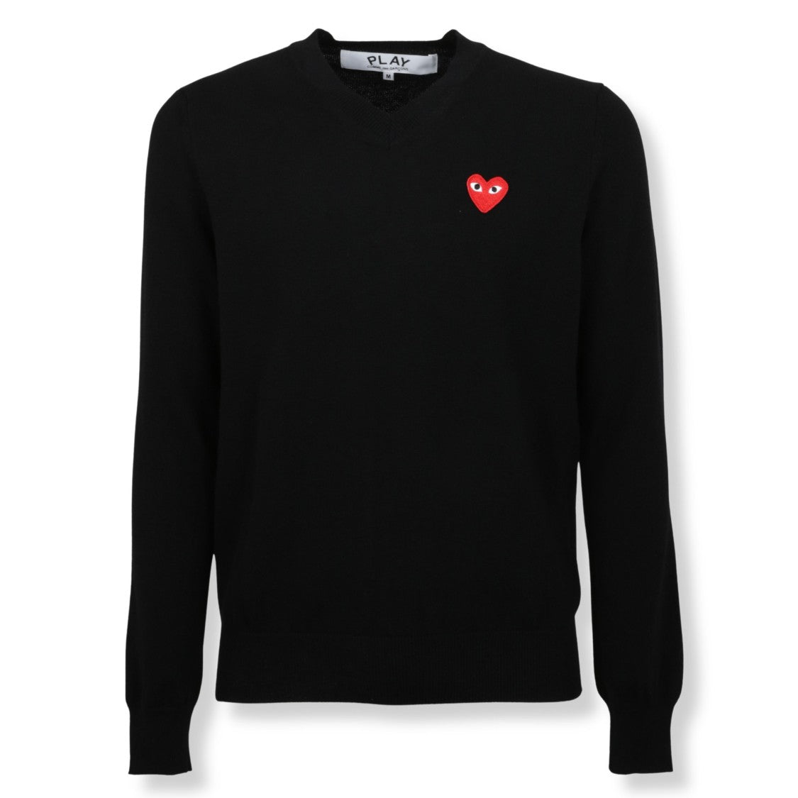 Comme Des Garçons V-Neck Sweater With Heart Logo Detail