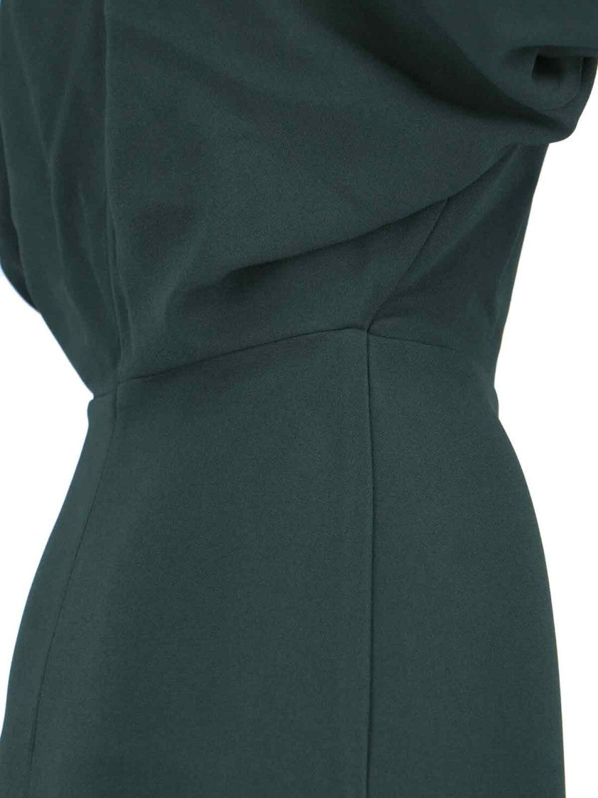 Victoria Beckham Draped Midi Dress Green
