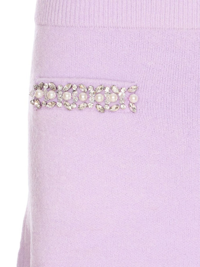 Self-Portrait Knit Skirt With Crystal Embellishments And Elegant Silhouette