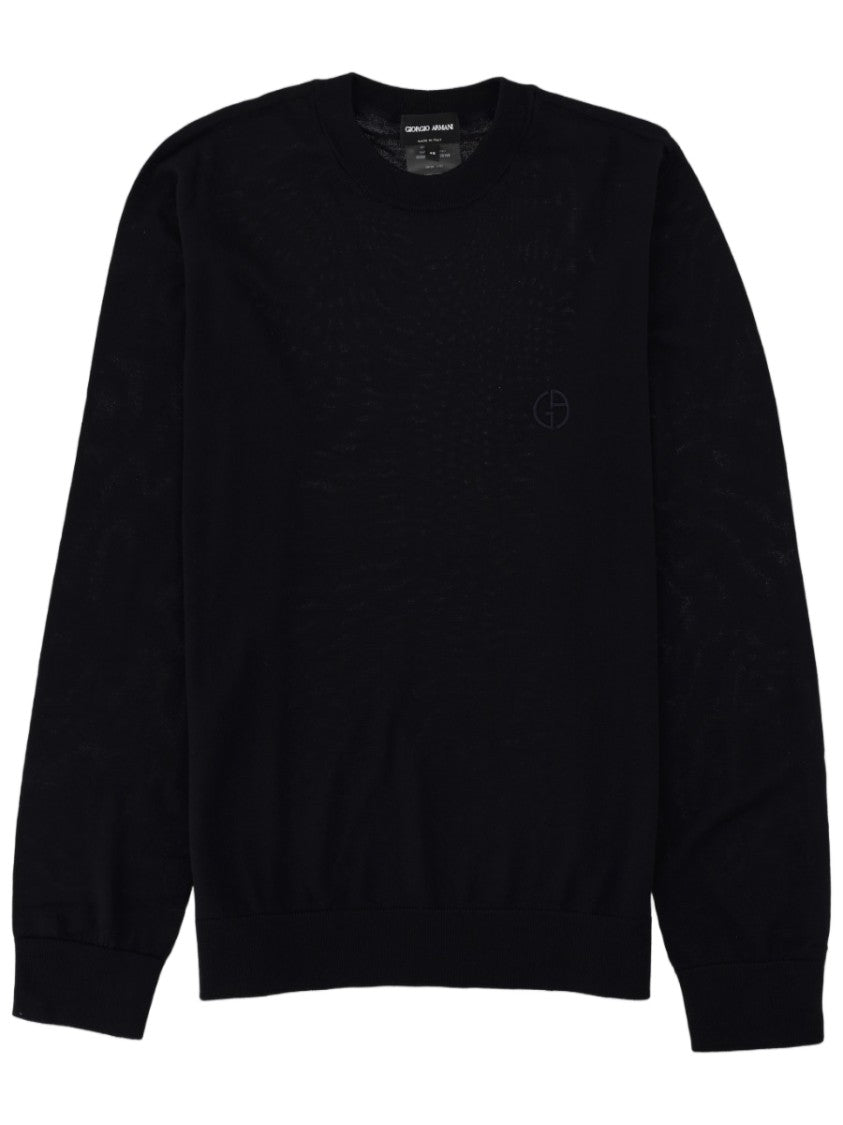 Giorgio Armani Finely Knit Black Virgin Wool Sweater