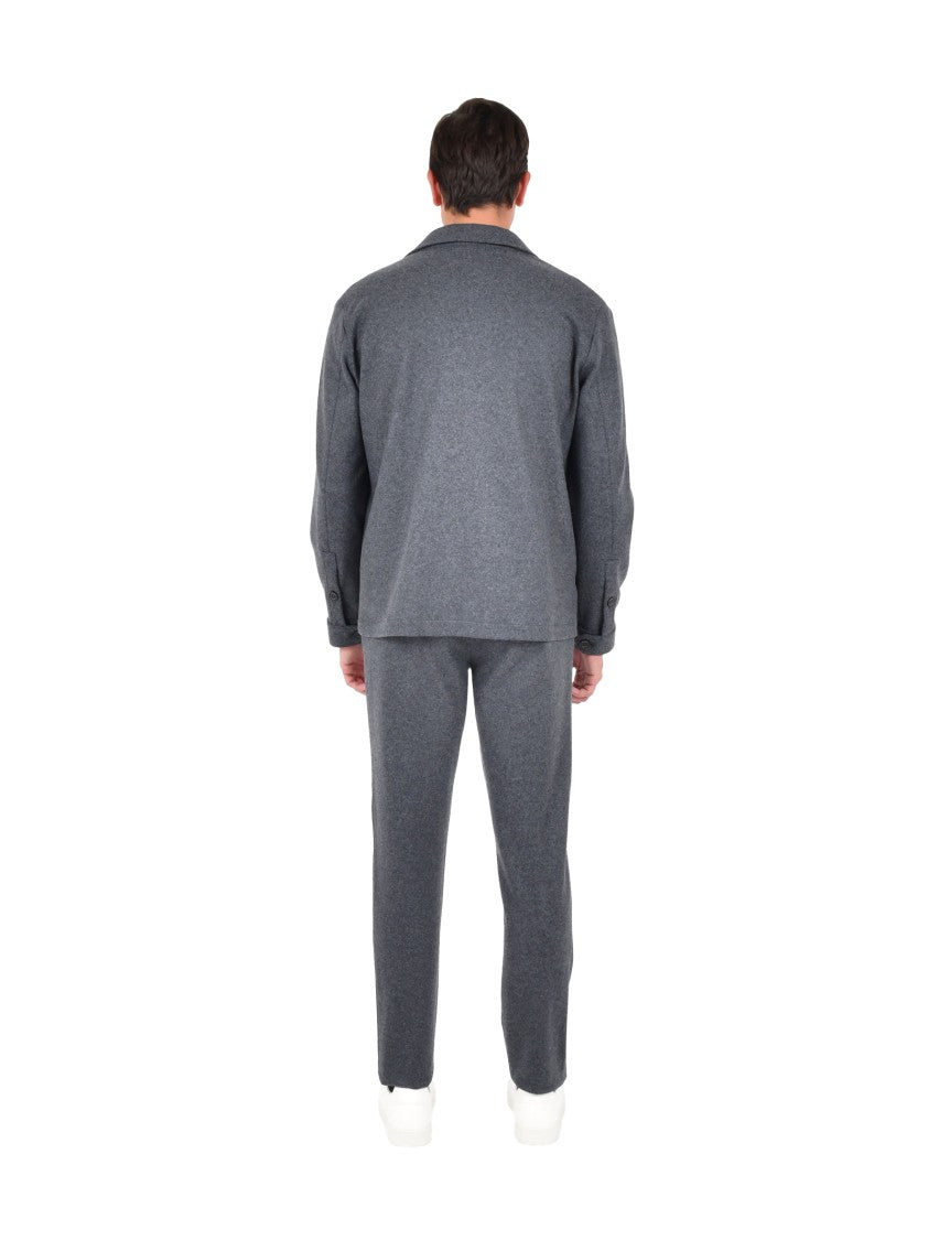 Drumohr Melange Grey Overshirt With Cashmere