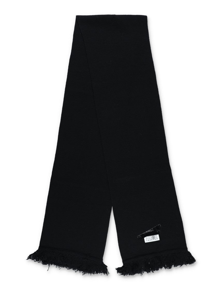 Mm6 By Maison Margiela Rectangular Wool Scarf With Iconic Numeric Label