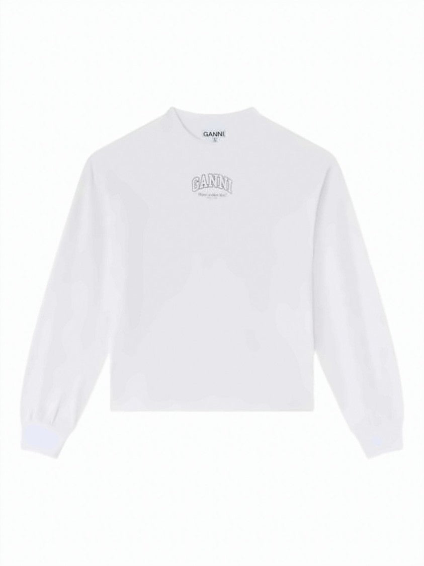 Ganni Long-Sleeve Top With Subtle Logo Design