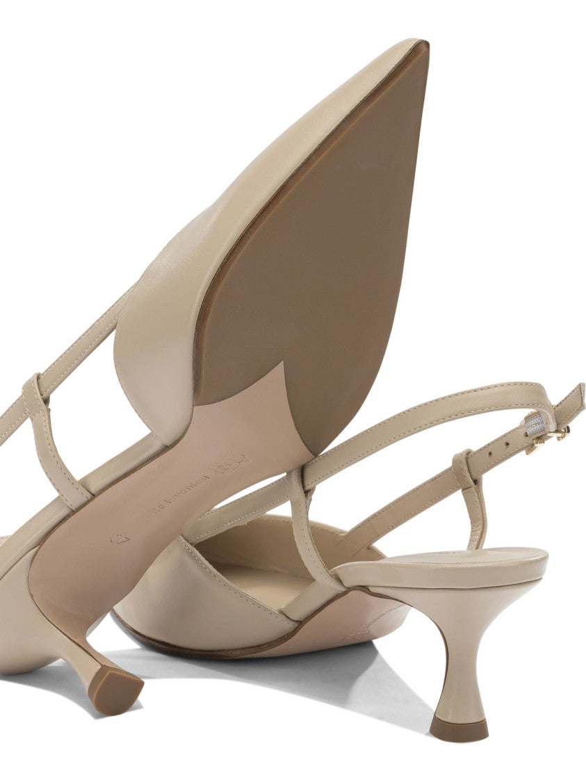 Sergio Levantesi Pointed Toe Heeled Pumps With Slingback Strap And Kitten Heel