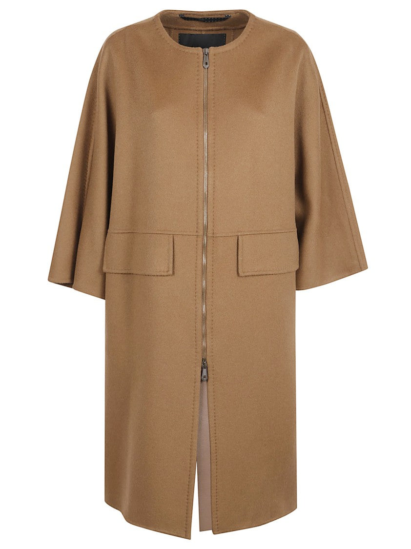 Max Mara Short Cashmere Coat With And Zipper Closure