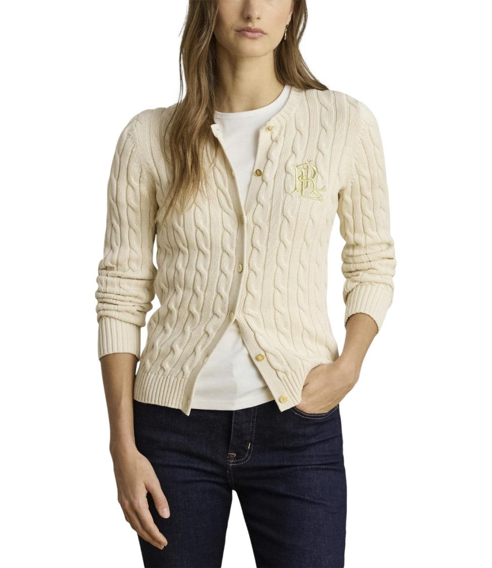 Lauren Ralph Lauren Ralhan Long Sleeve Cardigan – Natural Cotton