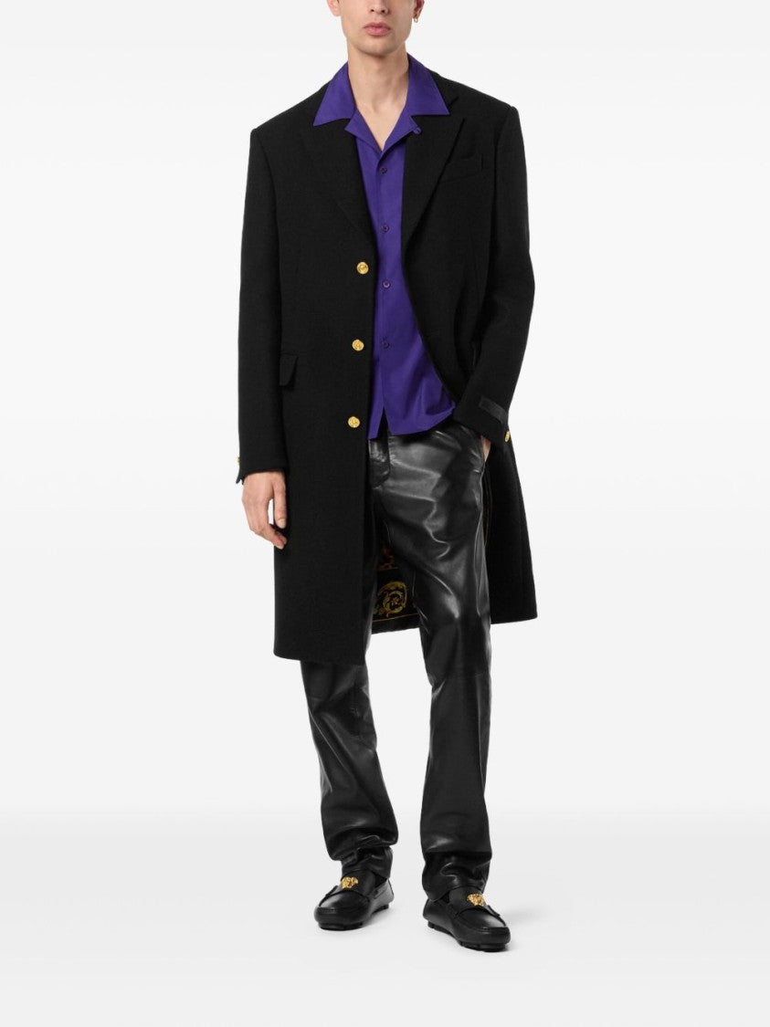 Versace Black Silk And Nylon Tailored Coats