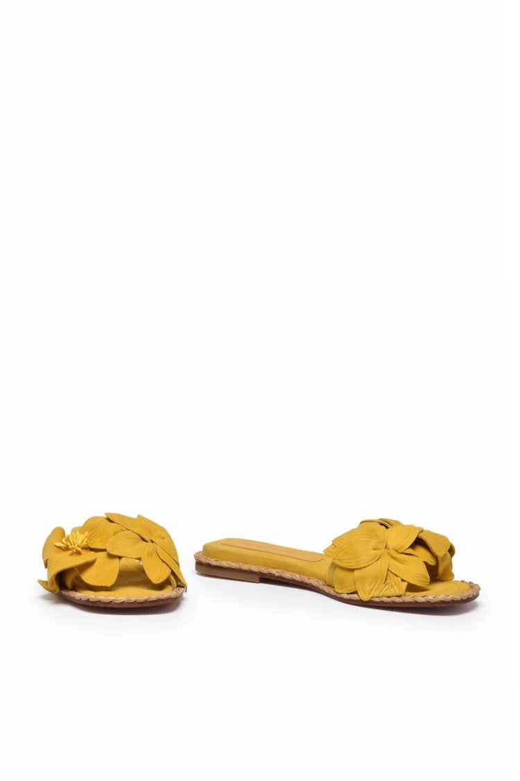 Paloma Barceló Suede Slide Sandals - Yellow