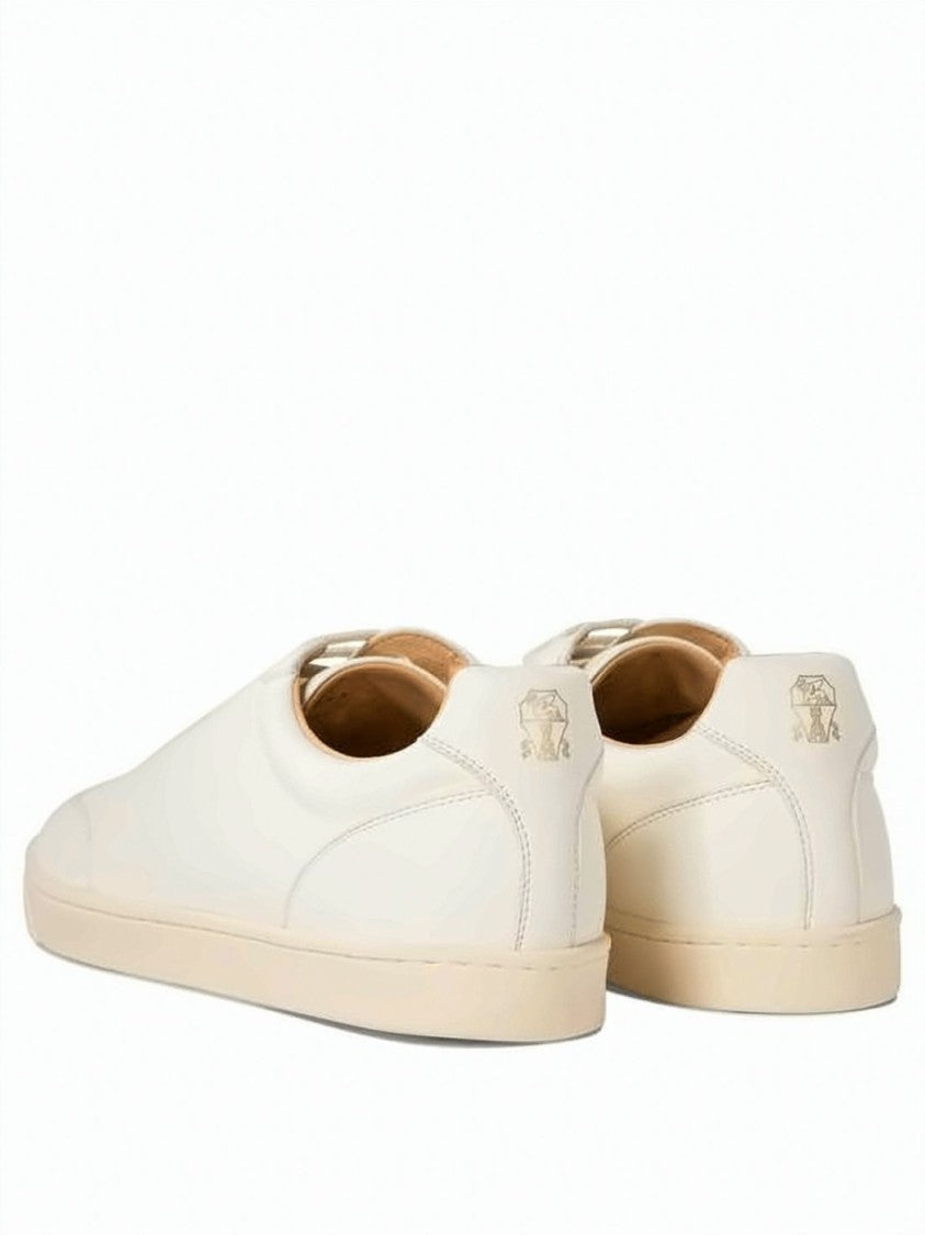 Brunello Cucinelli Minimalist Deerskin Leather Sneakers With Rubber Sole