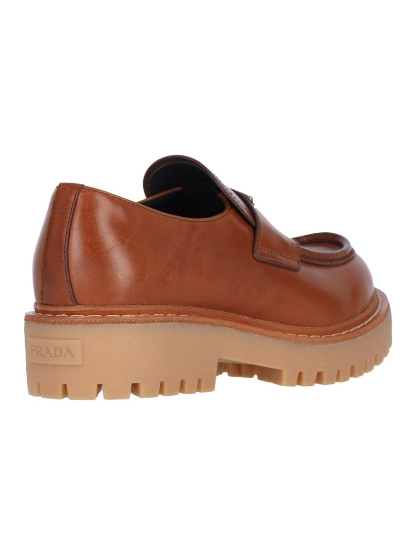 Prada Logo Loafers – Brown