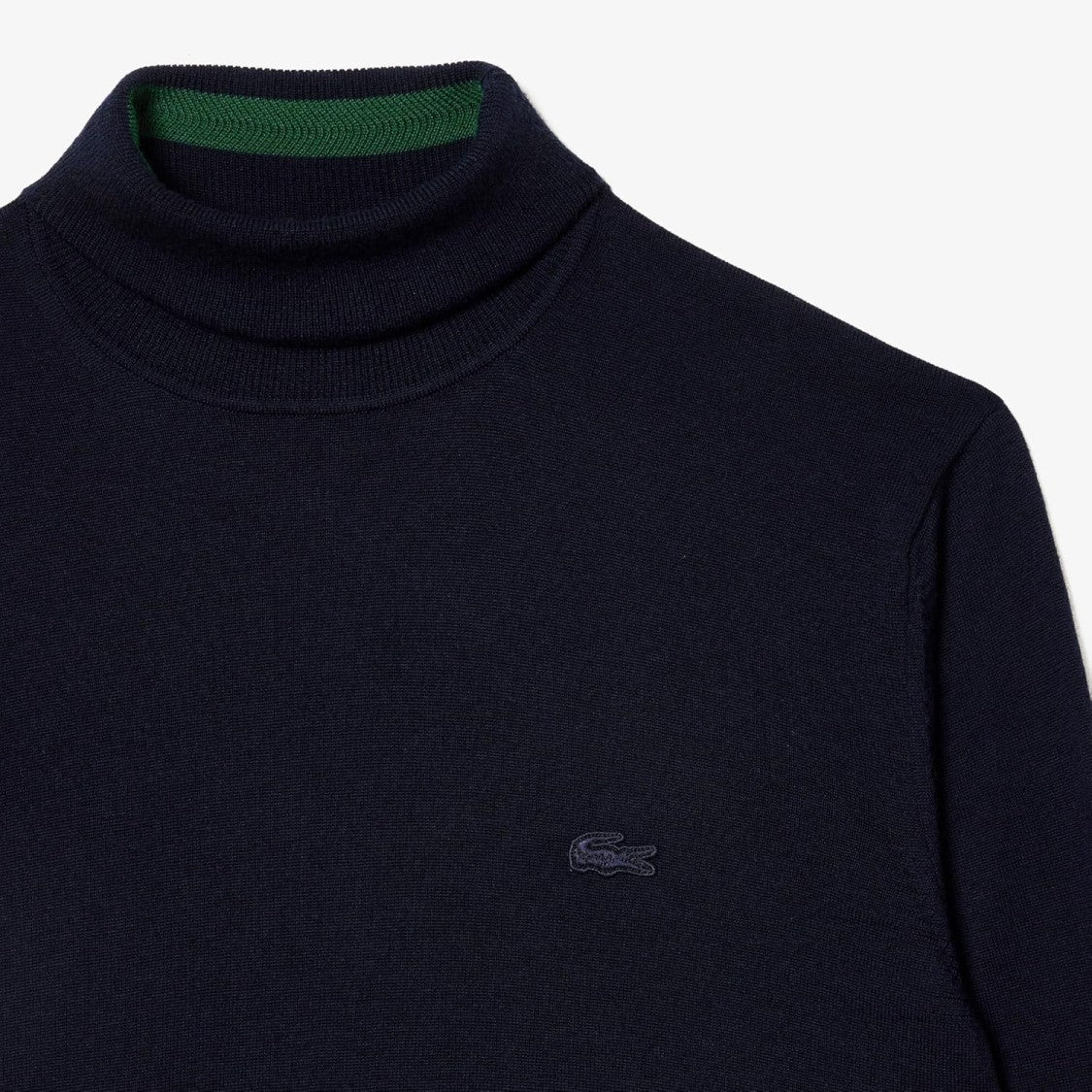 Lacoste High-Neck Sweater In 100% Pure Wool With Minimalist Design