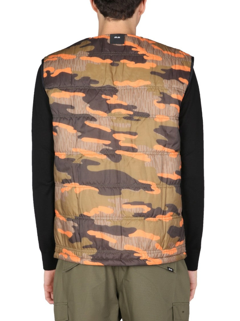 Arkair Reversible Quilted Gilet With Bold Camouflage