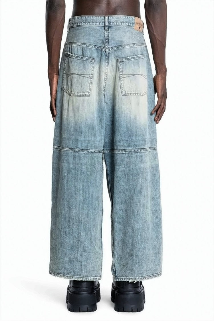 Balenciaga Wide-Leg Denim Pants With Drawstring And Vintage Wash