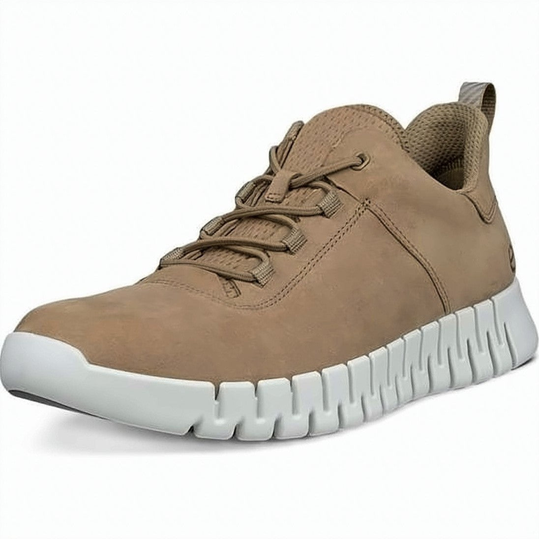 Ecco Minimalist Brown Cow Leather Sneakers With Unique Segmented Sole