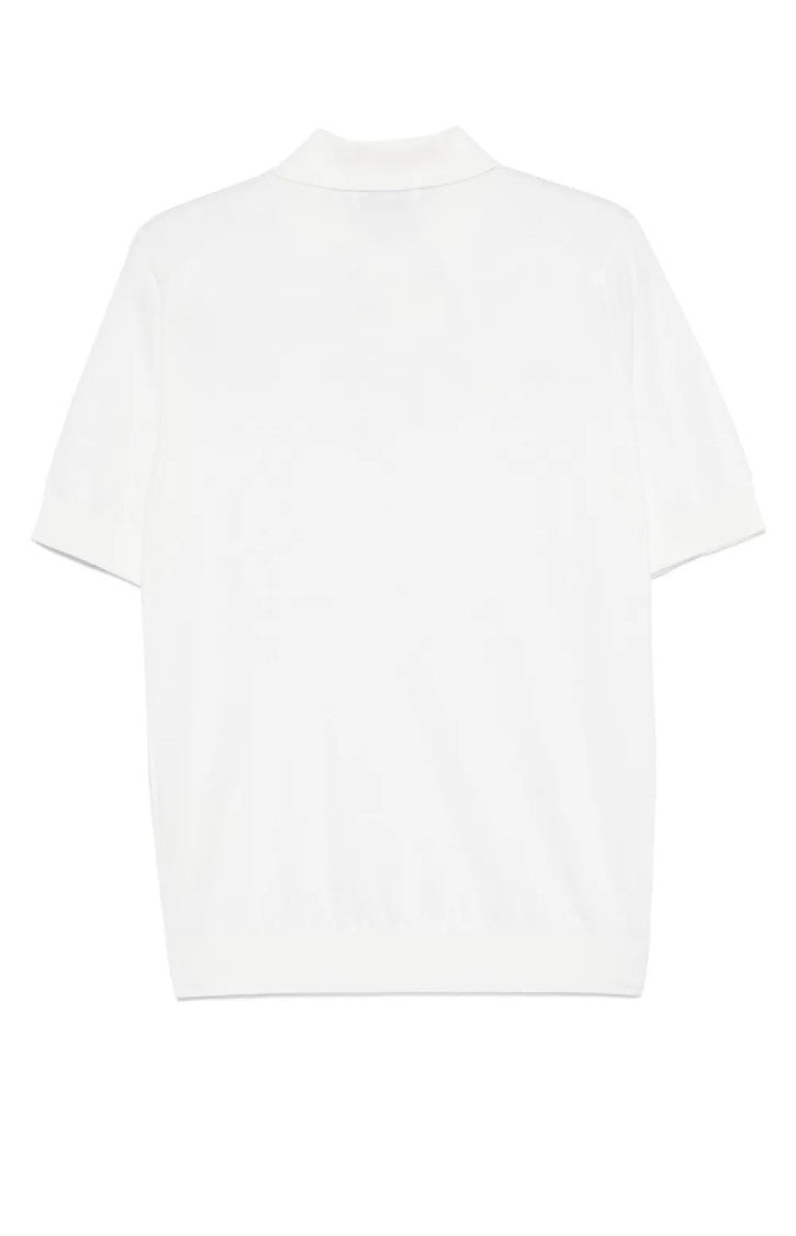 Lardini Classic White Polo Shirt With Traditional Collar