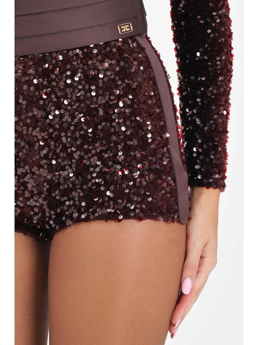 Elisabetta Franchi Purple Polyester High-Waisted Shorts